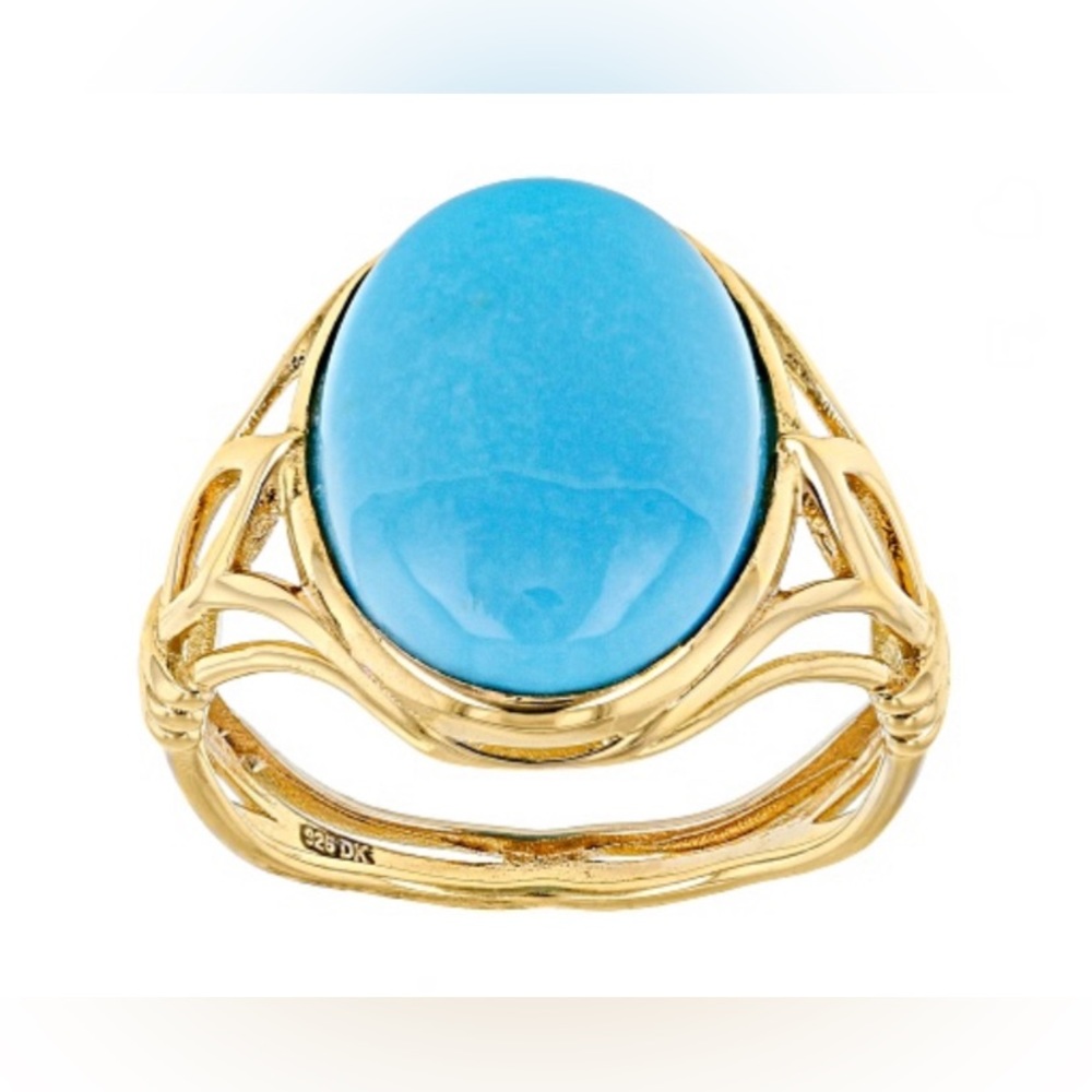 Blue Turquoise 18K YG/Sterling Silver Ring